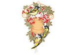 Fensterbild "Meisenglocke" Gr. 1, bunt (grün, hellbraun, orangerot), B:19cm H:32cm, Polyester, W. REUTER & SOHN - PLAUENER SPITZE, Fensterbilder, Fensterbild, Made in Germany