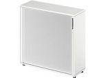 Schäfer Shop Genius Querrollladenschrank TETRIS WOOD, 3 OH, B 1200 mm, Höhe inkl. Gleiter, weiss