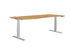 Schäfer Shop Genius Schreibtisch MODENA FLEX, elektrisch höhenverstellbar, Freiform, Ansatz links, B 1800 mm, Buche/weissalu