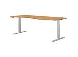 Schäfer Shop Genius Schreibtisch MODENA FLEX, elektrisch höhenverstellbar, Freiform, Ansatz rechts, B 1800 mm, Buche/weissalu