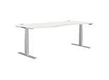 Schäfer Shop Genius Schreibtisch MODENA FLEX, elektrisch höhenverstellbar, Freiform, Ansatz links, B 1800 mm, weiss/weissalu