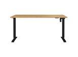 Schreibtisch Athen, elektrisch höhenverstellbar, Rechteck, T-Fuss, Memorybedienpanel, B 1600 x T 800 x H 720-1190 mm, Navarra Eiche/schwarz