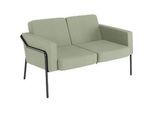 Zweisitzer Sofa meet by Paperflow MEDSO Klassik, gepolstert, Sitzfläche austauschbar, B 1040 x T 515 x H 410 mm, Stoff und Stahl, grün/mattschwarz