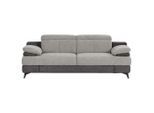 Livetastic , Hellgrau, Dunkelgrau , Textil , 225x80x104 cm , Made in EU , Rücken echt, Armteil links, Armteil rechts ,