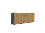 Mid.you , Anthrazit, Eiche Artisan , Holzwerkstoff , 4 Fächer , 2 Schublade(n) Schubladen , 184.5x73x33 cm , Made in Germany , erweiterbar, stehend ,