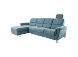 Livetastic , Hellblau , Textil , Uni , L-Form , 292x165 cm , Made in EU , seitenverkehrt erhältlich, Rücken echt, Herz-Waage-Funktion, USB-C-Anschluss ,