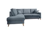 P & B , Blau , Textil , Buche , massiv , Struktur , Füllung: Schaumstoff,Schaumstoff , Ottomane links, L-Form , 230x200 cm , Made in EU , Liegefunktion, Schlafen auf Sitzhöhe , Wohnzimmer, Sofas & Couches, Schlafsofas, Ecksofas mit Schlaffunktion