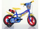 Kinderfahrrad DINO BIKES "12" Sonic Jungenfahrrad stabiler Stahl-Rahmen, Stützräder, kindgerecht" Gr. 21, blau, Fahrräder, Kinder, 21cm, 12 Zoll (30,48cm), Kinderfahrrad, mit Stützrädern, Trinkflasche und Frontschild