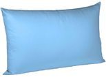 Kissenbezug FLEURESSE "Colours Mako Satin, 100% Baumwolle, mit Reißverschluss", blau (mittelblau), B:40cm L:60cm, Mako-Satin, Mako-Satin, Kissenbezüge, Kissenbezug, Mako Satin, glänzend, glatt, Premium Qualität