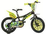 Kinderfahrrad DINO BIKES "Dinosaurier T-Rex" Gr. 25, schwarz, Fahrräder, Kinder, 25cm, 14 Zoll (35,56cm), Kinderfahrrad, mit Stützrädern, Frontschild und coolen Schutzblechen