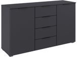 Kombikommode OTTO HOME "Sideboard Schubladenkommode AGORDO mit Dekor- oder Hochglanzfront", schwarz (graumetallic), B:120cm H:81cm T:42cm, Holzwerkstoff, Sideboards, Kombikommode, vier große Schubladen, mit insgesamt 4 Einlegeböden MADE IN GERMANY