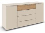 Kombikommode RAUCH "Sideboard Türkommode Schubladenkommode Kommode ASTANA", beige (champagner), eiche artisan, B:160cm H:81cm T:42cm, Holzwerkstoff, Sideboards, Kombikommode, 2-türig, 4 geräumige Schubladen, Kantengriff Alufarben MADE IN GERMANY