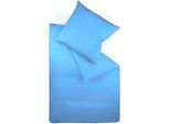Bettwäsche FLEURESSE "Colours in 135x200, 155x220 oder 200x200 cm", blau (mittelblau), B/L: 240cm x 220cm, 1 Stk., 2 Stk., Mako-Satin, B/L: 80cm x 80cm, 3 Stk., Mako-Satin, Obermaterial: 100% Baumwolle, Bettwäsche, Bettwäsche, Bettwäsche aus 100% Baumwolle, uni, mit Reißverschluss