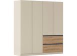 Drehtürenschrank RAUCH "Kleiderschrank Schrank Garderobe COSTA in den Breiten 91/136/181 cm", beige (champagner), eiche artisan, eingriffe graumetallic, B:181cm H:197cm T:54cm, Holzwerkstoff, Schränke, Drehtürenschrank, viel Platz, grifflose Front und Push-to-Open Funktion MADE IN GERMANY