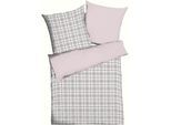 Wendebettwäsche KAEPPEL "Plaid", rosa (rosé), B/L: 155cm x 220cm, 1 Stk., 1 Stk., Feinbiber, B/L: 80cm x 80cm, 2 Stk., Feinbiber, Obermaterial: 100% Baumwolle, Bettwäsche, Wendebettwäsche, angenehm wärmend