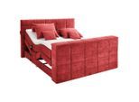 Möbelix , Rot , Textil , H2 + H3 , 7-Zonen , 180x200 cm , gepolstertes Kopfteil, Topper durchgehend, Wendematratze mit unterschiedlichen Härtegraden , Schlafzimmer, Betten, Boxspringbetten