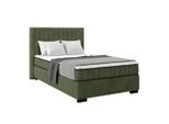 Möbelix , Olivgrün , Holz, Kunststoff, Textil, Holzwerkstoff , Buche, Kiefer,Buche, Kiefer , H2 , 9-Zonen , 100x200 cm , Bettkasten, gepolstertes Kopfteil , Schlafzimmer, Betten, Boxspringbetten