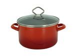 Möbelix , Rot , Glas , 3 l , rund , backofengeeignet, kratzfest,mit Dampfablass , Kochen & Essen, Töpfe, Schmortöpfe