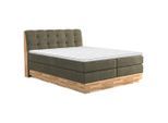 Möbelix , Grün , Textil , Eiche , massiv , H4 , 7-Zonen , 160x200 cm , FSC , Bettkasten, Matratze, gepolstertes Kopfteil, Topper durchgehend , Schlafzimmer, Betten, Boxspringbetten