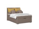 Möbelix , Braun , Holz, Textil , H3 , 140x200 cm , Bettkasten, gepolstertes Kopfteil ,