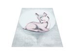 Ayyildiz , Weiß, Hellgrau, Hellrosa , Textil , Tier , rechteckig , 160x230 cm , Oeko-Tex® Standard 100 , für Fußbodenheizung geeignet, schmutzabweisend, für Hausstauballergiker geeignet, lichtunempfindlich, antistatisch, pflegeleicht, strapazierfähig, leicht zusammenrollbar , Teppiche & Böden, Teppiche, Kinderteppiche