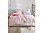 Bettwäsche FLEURESSE "Provence in Gr. 135x200, 155x220 oder 200x200 cm", pink, B/L: 155cm x 220cm, 1 Stk., 1 Stk., Halbleinen, B/L: 80cm x 80cm, 2 Stk., Halbleinen, Obermaterial: 50% Baumwolle, 50% Leinen, Bettwäsche, Bettwäsche, Halbleinen, 50% Baumwolle, 50% Leinen, Gr. 135x200, 155x220, 200x200cm