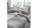 Bettwäsche FLEURESSE "Rio", grau (anthrazit), B/L: 155cm x 200cm, 1 Stk., 1 Stk., Seersucker, B/L: 80cm x 80cm, 2 Stk., Seersucker, Obermaterial: 100% Baumwolle, Bettwäsche, Bettwäsche, Feine buntgewebte Seersucker-Bettwäsche mit Reißverschluss
