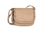 Satteltasche TOM TAILOR "Elaria", Damen, Gr. B/H/T: 24cm x 18cm x 7cm, beige (camel), Polyurethan, clean, gepflegt, geprägtes Muster, unifarben, Taschen Satteltasche, Western-Chic mit Nieten und Ösen als Blickfang mit Deko-Anhänger