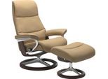 Relaxsessel STRESSLESS "View", beige (sand paloma), B:91cm H:110cm T:85cm, Leder BATICK: BATICK ist ein leicht korrigiertes, durchgefärbtes und genarbtes Möbelleder, bei dem die meisten Unebenheiten und Spuren in der Regel entfernt wurden.;Leder PALOMA: PALOMA ist ein durchgefärbtes Semianilin-Möbelleder mit natürlicher Narbung.;ROHLEDER Stoff Q2 FARON: Ein fester zuverlässiger Bouclé mit einem st