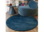 Hochflor-Teppich ESPRIT "Alice ESP-4377 Kunstfell", blau (petrol), H:25mm Ø:200cm, Kunstfaser, Teppiche, Kaninchenfell-Haptik, besonders weich und dicht, für alle Räume