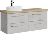 Waschtisch SAPHIR "Serie 4035", grau (oxid hellgrau quer, oxid hellgrau quer), B:118cm H:61,2cm T:44,5cm, Holzwerkstoff, Waschtische, Waschtisch, 118 cm mit Keramik-Aufsatzbecken und Waschtischplatte