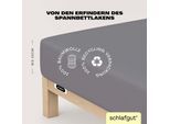 Spannbettlaken SCHLAFGUT "EASY JERSEY Bettlaken, 150 g/m², 100% Baumwolle, Spannbetttuch", grau (grau mid), L:200cm, Jersey, Obermaterial: 100% Baumwolle, Bettlaken, Spannbettlaken, Spannbettlaken bis 22 cm Höhe, bügelfrei, pflegeleicht, perfekter Sitz