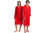 Bademantel ARENA "arena Unisex Zeppelin Bademantel" Gr. XL, rot (rot, weiß), L:121cm, Baumwolle, Hausmäntel, Bademantel, Schwimmbad, Sauna, Baumwolle, Unisex, weich, bequem, Kapuze, leicht