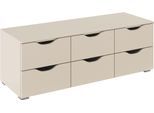 TV-Board RAUCH "Lowboard TV-Schrank TV-Schrank Landhausstil MARLENE", beige (champagner), B:120cm H:42cm T:42cm, Holzwerkstoff, Sideboards, TV-Board, mit 6 geräumigen Schubladen und Soft-Close-Funktion MADE IN GERMANY