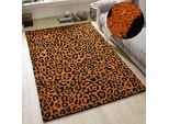 Wollteppich OTTO HOME "Gabbo Leo, Leopardenmuster, handgearbeitet", terra, B:160cm H:14mm L:220cm, Wolle, Teppiche, reine Wolle, Uni, Wohnzimmer, Schlafzimmer, Esszimmer