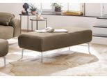 Polsterhocker W.SCHILLIG, beige (stone z73), B:150cm H:46cm T:60cm, Longlife Xtra-Leder Z73: Naturwalkleder der Luxusklasse aus den erlesensten Rohhäuten. Hautstärke 1, 1 – 1, 3 mm;ROHLEDER Chenille-Flachgewebe Q2 W77 (68% Polyacryl, 32% Polyester);Stoff S37 (100% Polyester), Hocker, Polsterhocker, mit elegantem Holzsockel, Füße in Chrom glänzend, Breite 150 cm