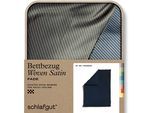 Bettbezug SCHLAFGUT "Premium Bettbezug Woven Fade Satin (1 St)", blau (blau deep, off, schwarz), B:155cm L:220cm, Mako-Satin, Obermaterial: 100% Baumwolle, Bettbezüge, Ton-in-Ton Reißverschluss, Fadendichte von 300tc, Streifen, OEKO Tex