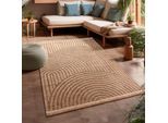 Teppich PACO HOME "Cologne 492", beige, B:120cm H:11mm L:160cm, Polypropylen (PP), Teppiche, Teppich, Flachgewebe, meliert, Regenbogen, mit Fransen, Outdoor geeignet