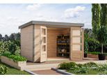 Gartenhaus KARIBU "Jupiterino 4, in verschiedenen Farben", naturbelassen, graualuminium, ohne Fußboden, Blechdach, Massivholz, Gartenhäuser, Gartenhaus