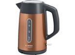 BOSCH Wasserkocher "DesignLine TWK4P439, Ausgießen ohne Spritzer, Tassenanzeige", braun (kupferfarben), B:23,2cm H:27,6cm T:15cm, Wasserkocher, Wasserstandsanzeige, Überhitzungsschutz, orange