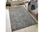 Wollteppich OTTO HOME "Gabbo Leo, Leopardenmuster, handgearbeitet", grau, B:200cm H:14mm L:300cm, Wolle, Teppiche, reine Wolle, Uni, Wohnzimmer, Schlafzimmer, Esszimmer