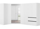 Schrank-Set RAUCH "Kleiderschrank Schrank Garderobe Wäscheschrank COSTA Größe 208x298 cm", alpinweiß, eingriffe graumetallic, H:197cm T:298cm, Holzwerkstoff, Kastenmöbel-Sets, viel Platz, grifflose Front und Push-to-Open Funktion MADE IN GERMANY