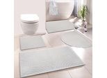 Badematte MY HOME "Juna, Badvorleger, Badezimmer Teppich, Zen, Scandi, Boho" Gr. 4, weiß, H:15mm, Baumwolle, Badematten, Badematte, Baumwolle, Hoch-Tief-Effekt, weich
