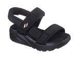 Sandale SKECHERS "UNO LITE SANDAL-SUNNY STAND", Mädchen, Gr. 30, schwarz, Textil, unifarben, Schuhe Sandale, Sommerschuh mit Plateausohle, Größenschablone zum Download