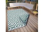 Teppich OTTO HOME "Ronda Wendeteppich" Gr. 6, grün (grün, creme), B:200cm H:5mm L:290cm, Kunstfaser, Teppiche, Teppich, Sisal-Optik, Flachgewebe, In- und Outdoor, geometrisches Boho Design