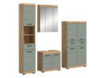 4-teilige Badkombination SCOUT - Salbei - Artisan Eiche - Spiegelschrank - 186 cm