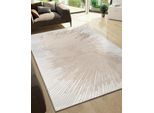 Teppich OTTO HOME "Elora Kurzflor" Gr. 5, beige (creme), B:200cm H:8mm L:290cm, Kunstfaser, Teppiche, Teppich, mit leichtem Glanz, Hoch Tief Struktur, elegantes Design, Wohnzimmer