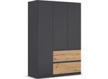 Drehtürenschrank RAUCH "Kleiderschrank Schrank Garderobe COSTA in den Breiten 91/136/181 cm", grau (graumetallic, eiche artisan, eingriffe graumetallic), B:136cm H:197cm T:54cm, Holzwerkstoff, Schränke, Drehtürenschrank, viel Platz, grifflose Front und Push-to-Open Funktion MADE IN GERMANY