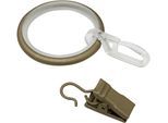 Gardinenring GARDINIA "Kira mit Gleiteinlage", braun (cappuccino), B:1,9cm Ø:1,9cm, Metall, Gardinenbefestigungen, Gardinenring, Serie Gardinenstange Kira