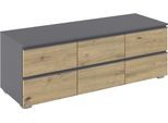 TV-Board RAUCH "Joel", braun (graumetallic, eiche artisan), B:120cm H:42cm T:42cm, Holzwerkstoff, Sideboards, TV-Board, praktische und geräumige Schubladen MADE IN GERMANY